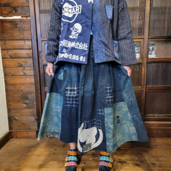 剣道着と手ぬぐいのリバーシブルジャケット 刺し子 古布リメイク 剣道