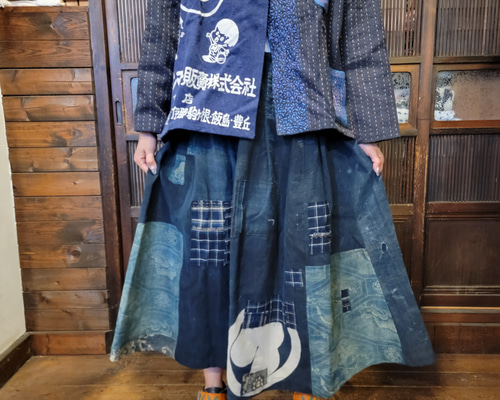 剣道着と手ぬぐいのリバーシブルジャケット　刺し子　古布リメイク 剣道着と手ぬぐいのリバーシブルジャケット 刺し子 古布リメイク