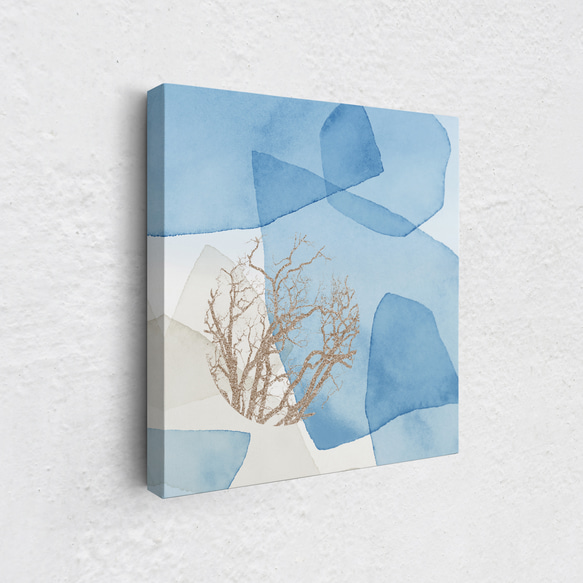 正方形キャンバスパネル _SQUARE 涼しげブルー 3枚セット　北欧インテリアアートパネルでお部屋の模様替え 2枚目の画像