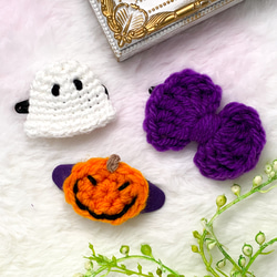 Halloween 手編みのヘアピンSET 2枚目の画像