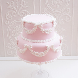 ピンク✳︎クラシカルクレイケーキL✳︎色変更可フェイクケーキ＊推し