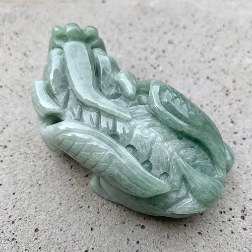 迫力の大きさ☆ミャンマー産ビルマ翡翠の貔貅の置物☆左まわり向き☆渋