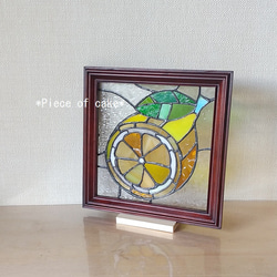 ステンドグラスのレモンパネル(SQ16-05-3)<インテリア雑貨 額