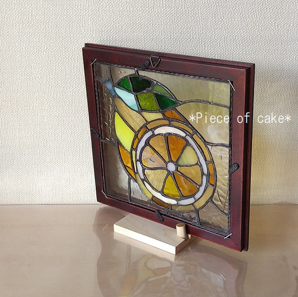 ステンドグラスのレモンパネル(SQ16-05-3)<インテリア雑貨　額　くだもの　プレート＞ 4枚目の画像