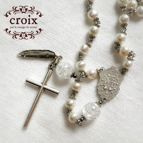 黒淡水パールとブロンズのロザリオ 難あり 黒淡水パールとブロンズのロザリオ 難あり 黒淡水パールと