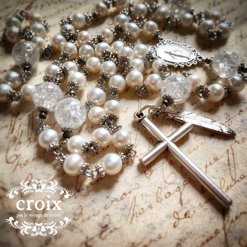 Forgiveness：ロザリオ（淡水パール＋クラック水晶） その他インテリア