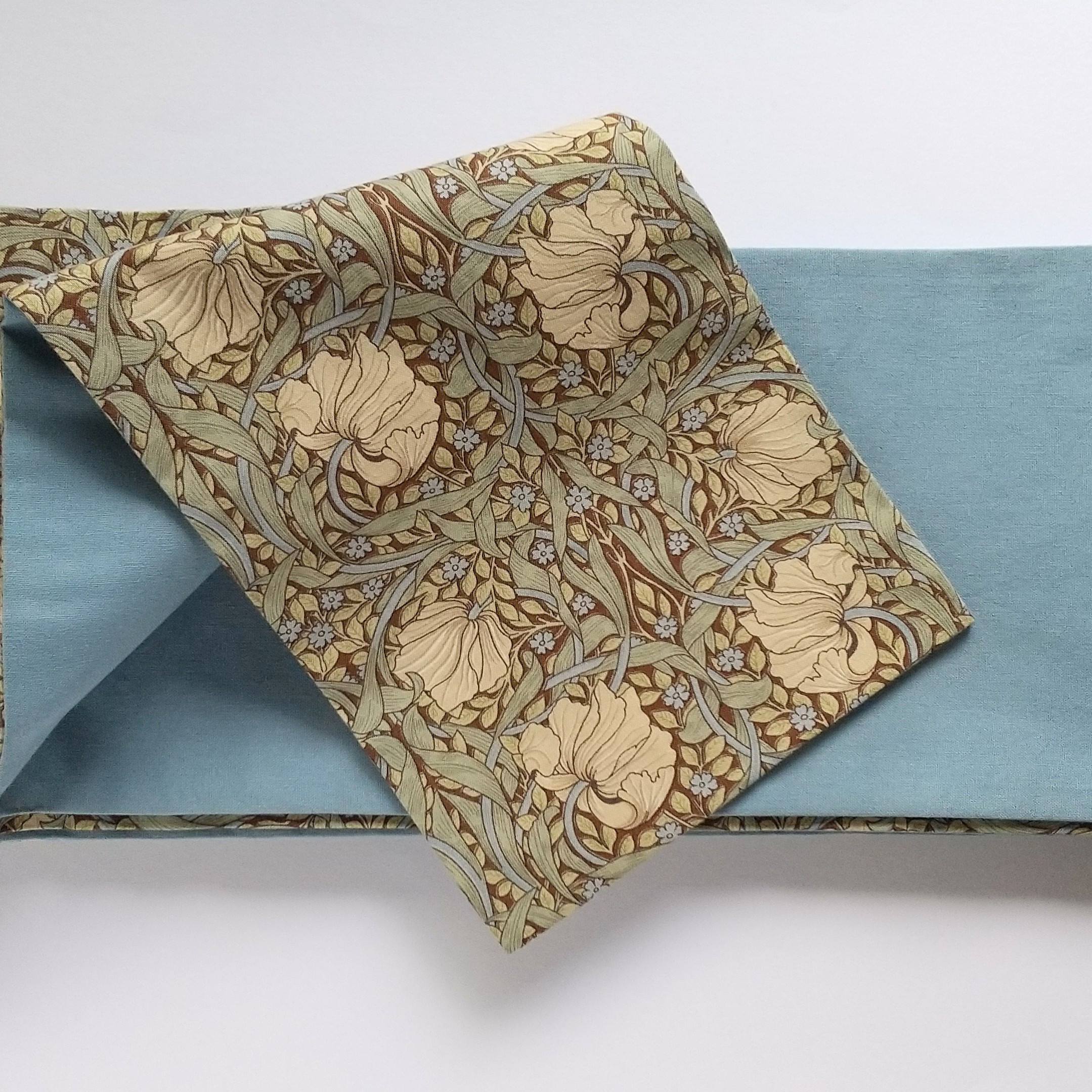 ☆送料無料☆ ウィリアムモリスピンパーネルブラウンと水色くすみ  