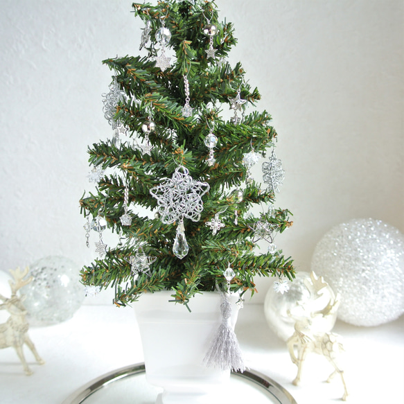 <一点物>silver Star 煌めくシルバースターのクリスマスツリー　星　クリスタル　R&yCH50 2枚目の画像