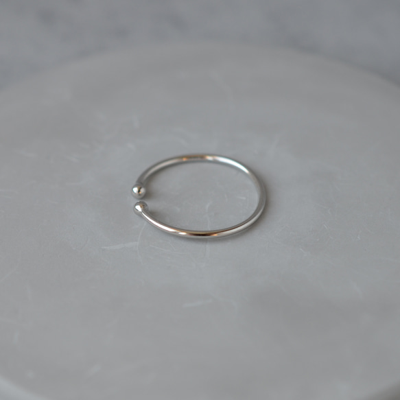 silver925純銀　C スレンダーリング　シルバー　プラチナコーティング　指輪　オープンリング　細め　R014S 5枚目の画像