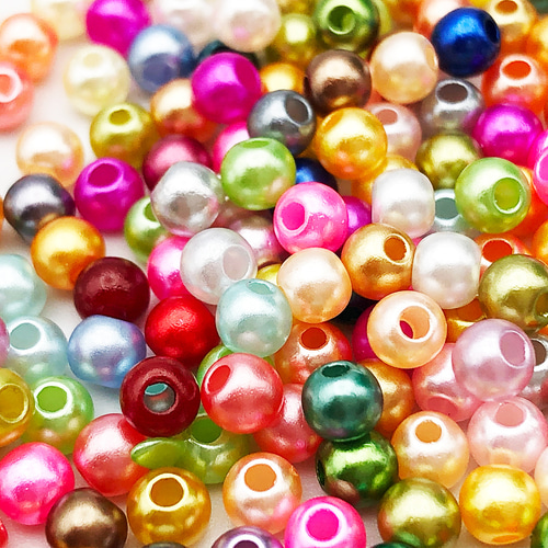 パールビーズ 4mm 穴あり プラ製 丸 2000個 ミックス MIX 手芸
