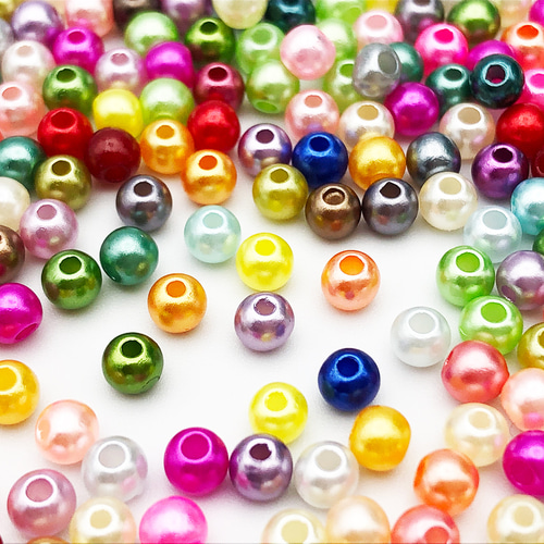 パールビーズ 4mm 穴あり プラ製 丸 2000個 ミックス MIX 手芸