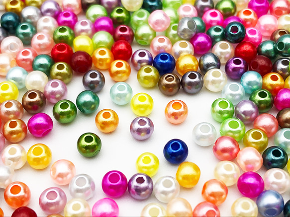 パールビーズ 4mm 穴あり プラ製 丸 2000個 ミックス MIX 手芸