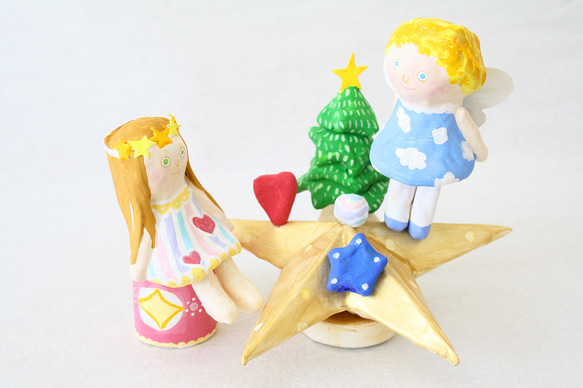 クリスマス商品〜パステルなクリスマス〜angel〜張り子飾り 1枚目の画像