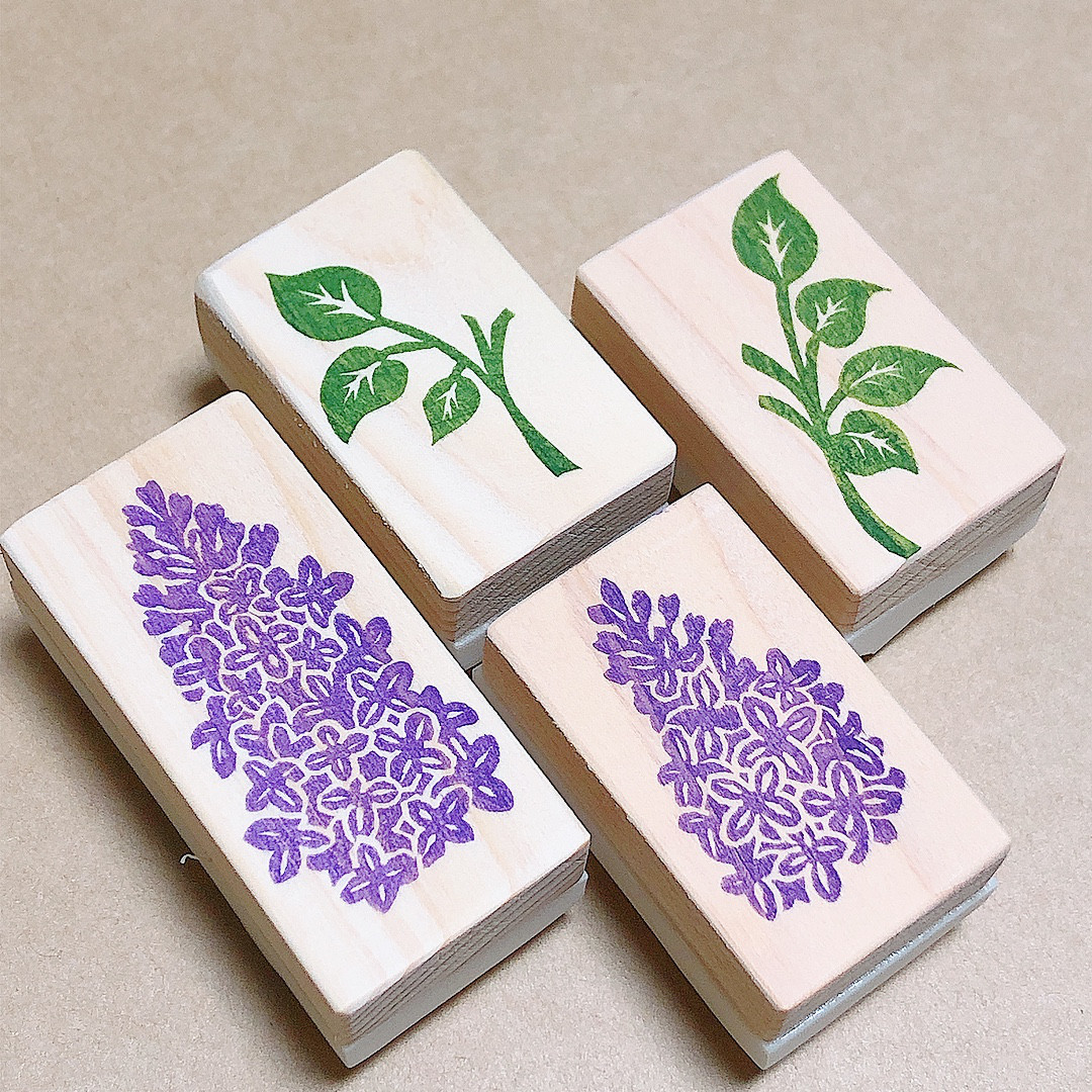 消しゴムはんこ　ライラック