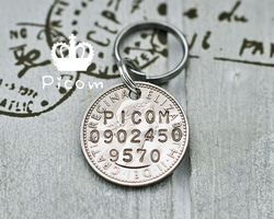 ★迷子札★モニター価格★幸運の６ペンスコイン★2重カンタイプ★Picom★