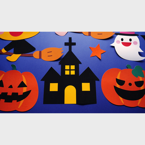 ☆壁面飾り 標準サイズ（横約80cm※サイズ変更可能）「ハロウィンの夜空