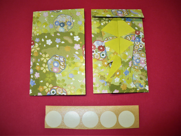 箸袋とポチ袋のセット（折り鶴　黄色） 4枚目の画像