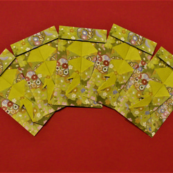 箸袋とポチ袋のセット（折り鶴　黄色） 3枚目の画像