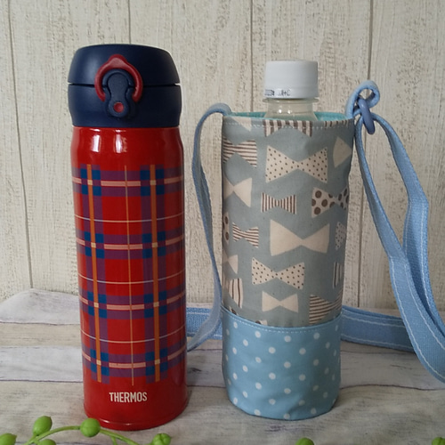 ラミネートの水筒カバー リボン水色 その他入園グッズ shiffon 通販