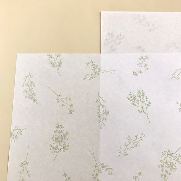 A4 デザインペーパー　純白ロール紙　(10枚入り) ボタニカル柄 1枚目の画像