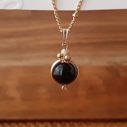 モリオンのペンダントトップたん！これは良い！ネックレスもついてるよ！ 再販】モリオン(黒水晶)の14kgf製ペンダントトップ ring ペンダント