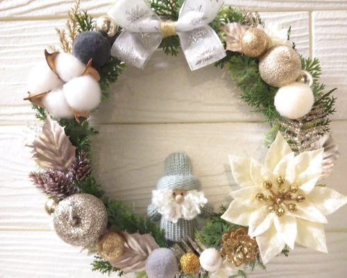 クリスマスリース　フラワーリース　✮プレゼントサンタのXmas a623d5ba4fedecc296c6c26c379058