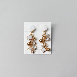 ポリマークレイ × ジュエルチェーン costume jewelry イヤリング -white- 6枚目の画像
