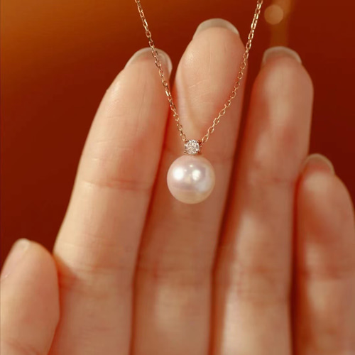 高級】あこや真珠 ダイヤモンド付きネックレスk18 ネックレス