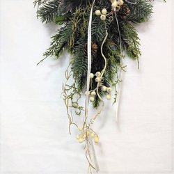 クリスマススワッグ ベルベットポインセチア(ホワイトグレイ）AX45 ーティフィシャルフラワー 5枚目の画像