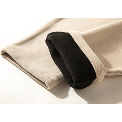スウェットパンツ　暖かい中厚綿麻パンツ　ロングパンツ　起毛裏地　ゆとり　ベージュ　M-XL#L110BE 7枚目の画像