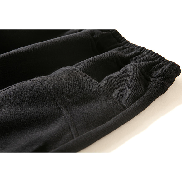 スウェットパンツ　暖かい中厚綿麻パンツ　ロングパンツ　起毛裏地　ゆとり　ブラック　M-XL#L110BK 4枚目の画像