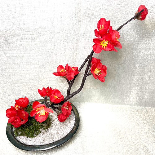 工芸盆栽 梅 盆栽 アートフラワー 造花 梅の盆栽風(造花) その他