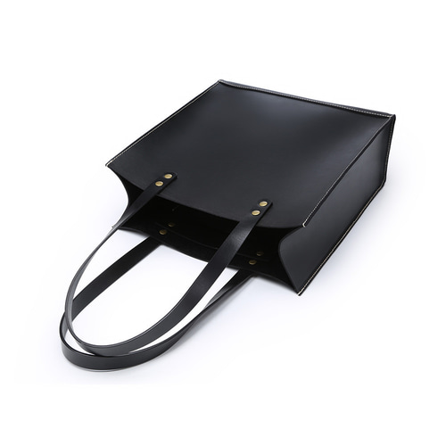 ハンドメイド　ヌメ本革　トート　クリーマー　ブラック　★新品／未使用品★1022 トートバッグ 縦長 A4 本革 レザー ヌメ革 肩掛け シンプル