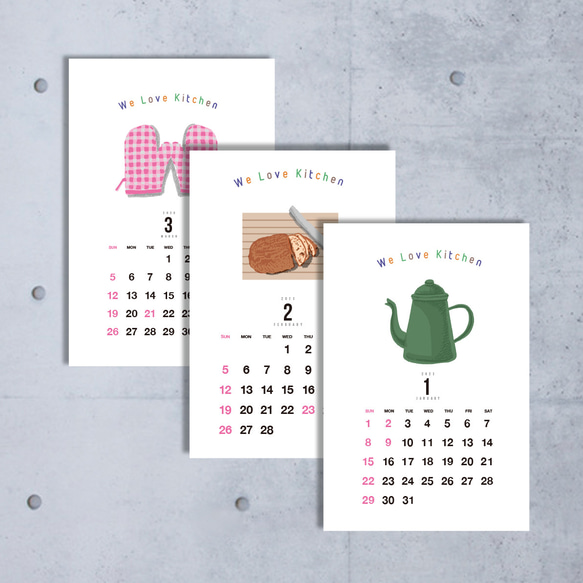 ポストカードキッチンカレンダー　12枚もの  2026年度 2枚目の画像