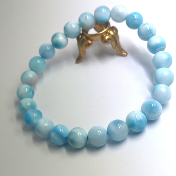 高品質 Larimar 手鍊 [BPnHA] 愛與和平念珠 8 毫米 多明尼加共和國製造 第4張的照片