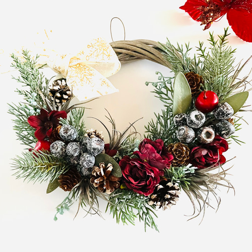 クリスマスリース 玄関ドアリース シダ モミ クリスマスリース リース