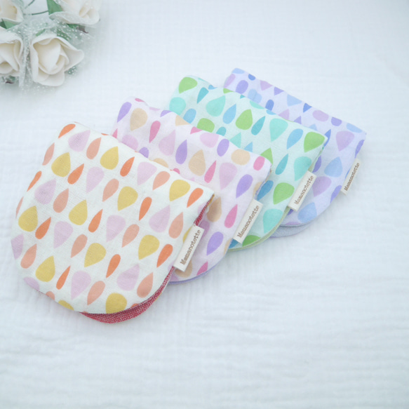 ふわもこハンカチ｜しずく-Raindrop-｜S・10×20cm｜ガーゼハンカチ｜敏感肌｜プチギフト｜誕生日 1枚目の画像
