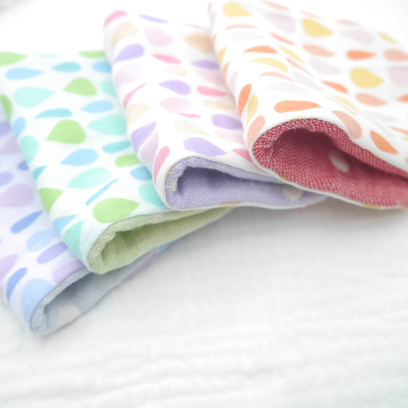 ふわもこハンカチ｜しずく-Raindrop-｜S・10×20cm｜ガーゼハンカチ｜敏感肌｜プチギフト｜誕生日 3枚目の画像