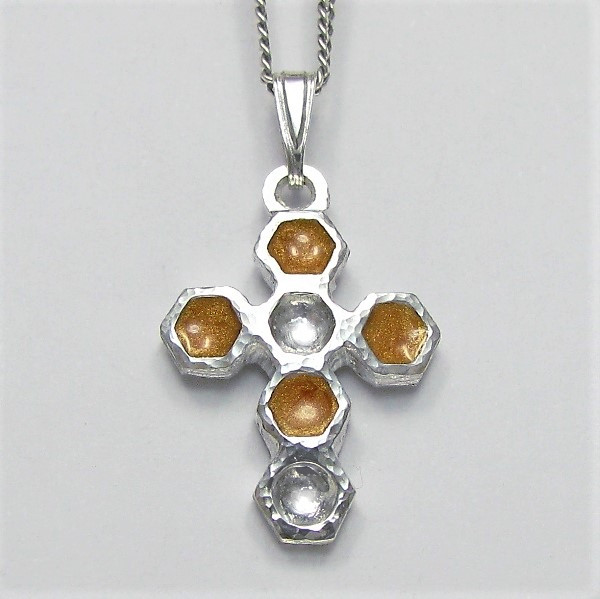 オリジナルデザインクロス　信仰の詩（うた）　蜂の巣のクロス（ラテン十字形）　fc12　好評です