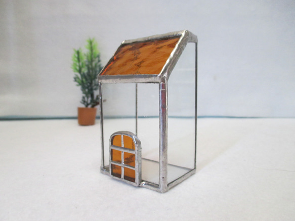 3　ガラスのおうち　ｽﾃﾝﾄﾞｸﾞﾗｽ　オレンジ屋根の家　ミニハウス　 9枚目の画像