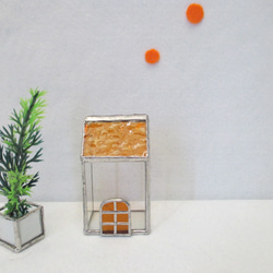 3　ガラスのおうち　ｽﾃﾝﾄﾞｸﾞﾗｽ　オレンジ屋根の家　ミニハウス　 3枚目の画像