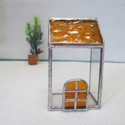 3　ガラスのおうち　ｽﾃﾝﾄﾞｸﾞﾗｽ　オレンジ屋根の家　ミニハウス　 8枚目の画像