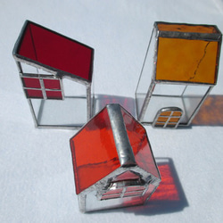 3　ガラスのおうち　ｽﾃﾝﾄﾞｸﾞﾗｽ　オレンジ屋根の家　ミニハウス　 7枚目の画像