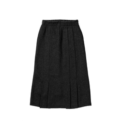 スモークグレー ウール30% 折り紙 ロングスカート 上品 シンプル 後ろウエストゴム 伸縮スカート 見えないファスナー 2枚目の画像