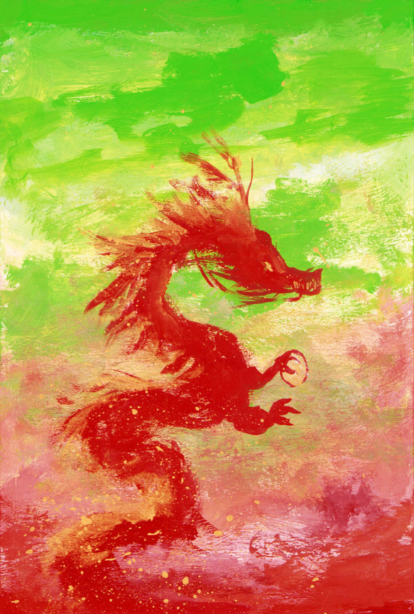 赤龍のポストカード（緑） 2枚目の画像