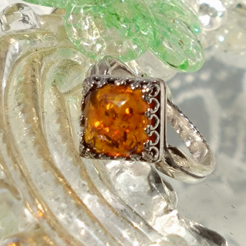 vintage Amber×silver925 ring 天然琥珀