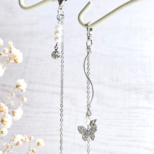 ♪425❤️ 蝶々 しずく ビジュー マスクチェーン メガネチェーン