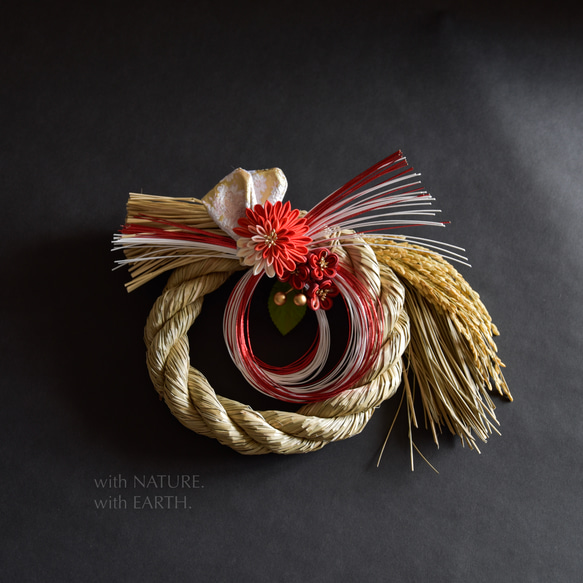 New year Wreath. BENI_0122　- つまみ細工のしめ縄飾り 2枚目の画像