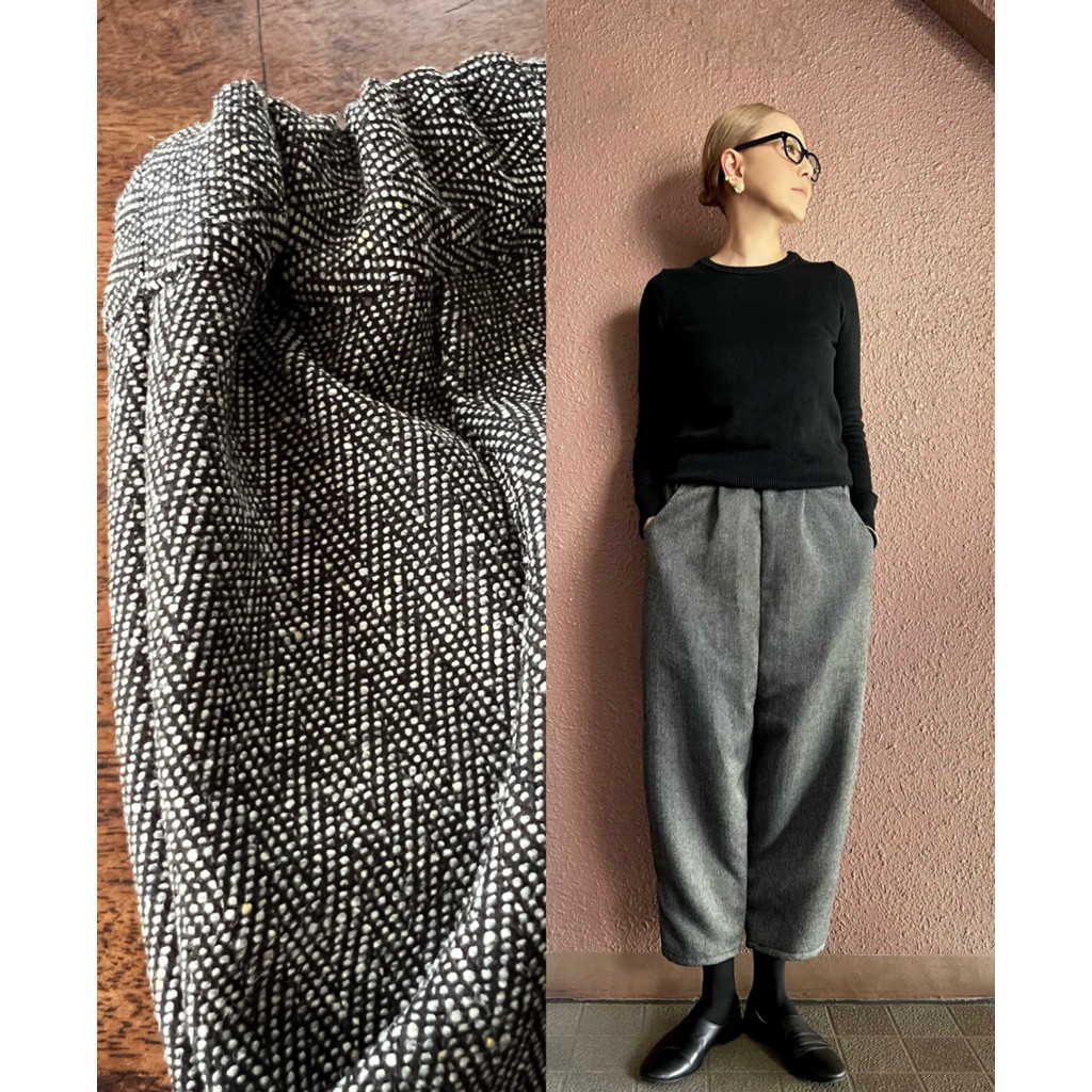 RATA❤️サイズと長さも選べる❗️高見えざっくり素材感❤️ヘリンボーンの大人モードパンツ❤️グレーヘリンボーン❤️ 9,933円