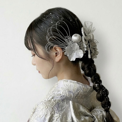 シャイニーシルバー髪飾り 成人式髪飾り 卒業式髪飾り 和装髪飾り 髪